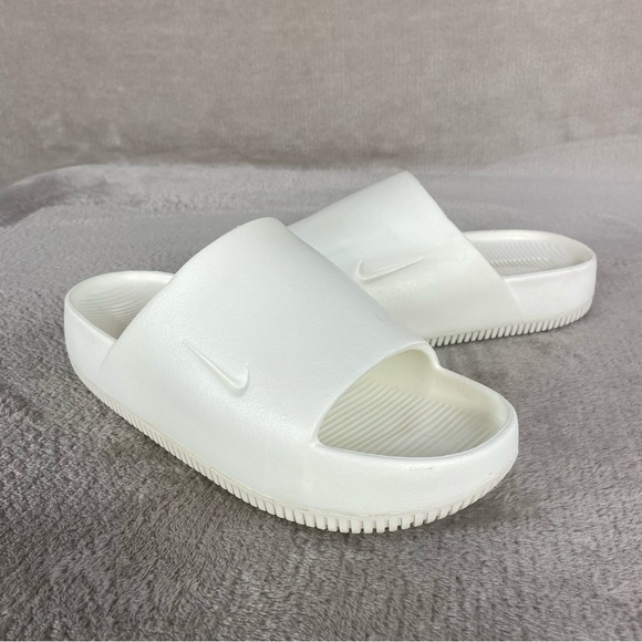 Nike Calm Slide Sandals Womens Size 7 White Water Comfort Casual NEW - Picture 3 of 9